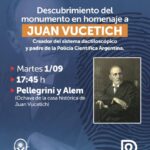 LA MUNICIPALIDAD DE DOLORES INAUGURA UN MONUMENTO EN HOMENAJE A JUAN VUCETICH EN EL DÍA DE LA DACTILOSCOPÍA