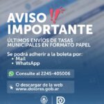 TASAS MUNICIPALES: EL MUNICIPIO INFORMA SOBRE LOS ENVÍOS DE BOLETAS EN FORMATO PAPEL
