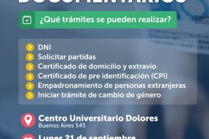 OPERATIVOS DOCUMENTARIOS: SE PODRÁN REALIZAR DISTINTOS TRÁMITES EN EL CENTRO UNIVERSITARIO DOLORES