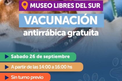 SALUD ANIMAL: HABRÁ VACUNACIÓN ANTIRRÁBICA GRATUITA EN EL MUSEO LIBRES DEL SUR